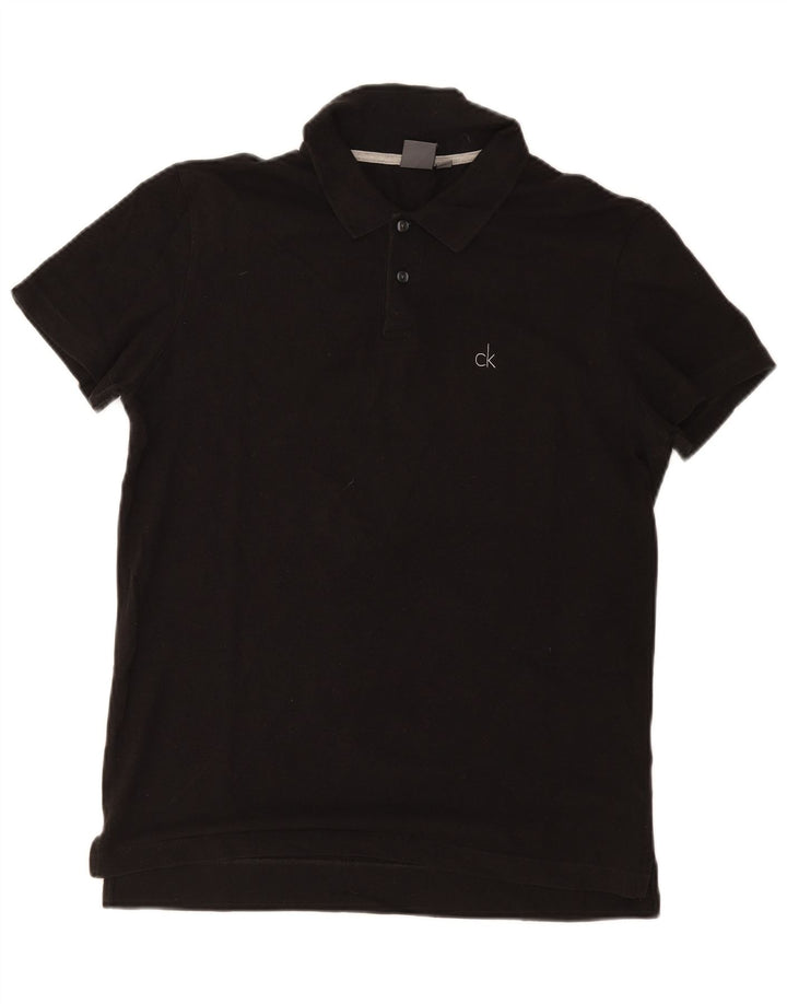 Calvin Klein Herre Polo Shirt IT 48 Medium Sort Bomuld