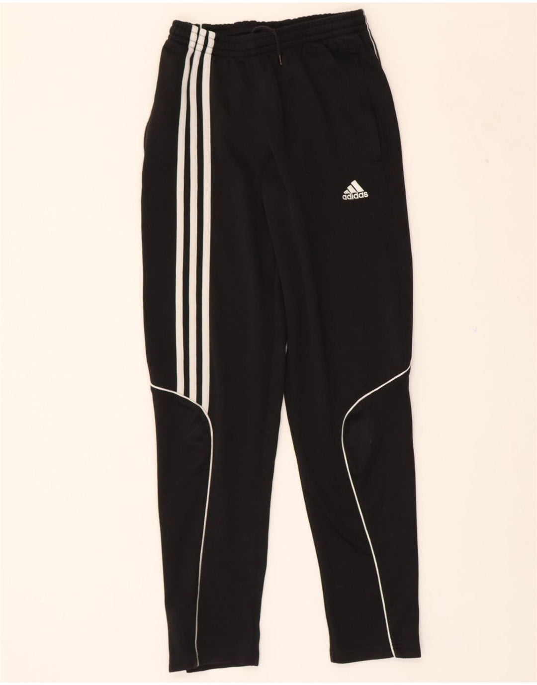 ADIDAS Boys Climalite Tracksuit Trousers 13-14 Years Black Polyester Vintage Adidas and Second-Hand Adidas from Messina Hembry 