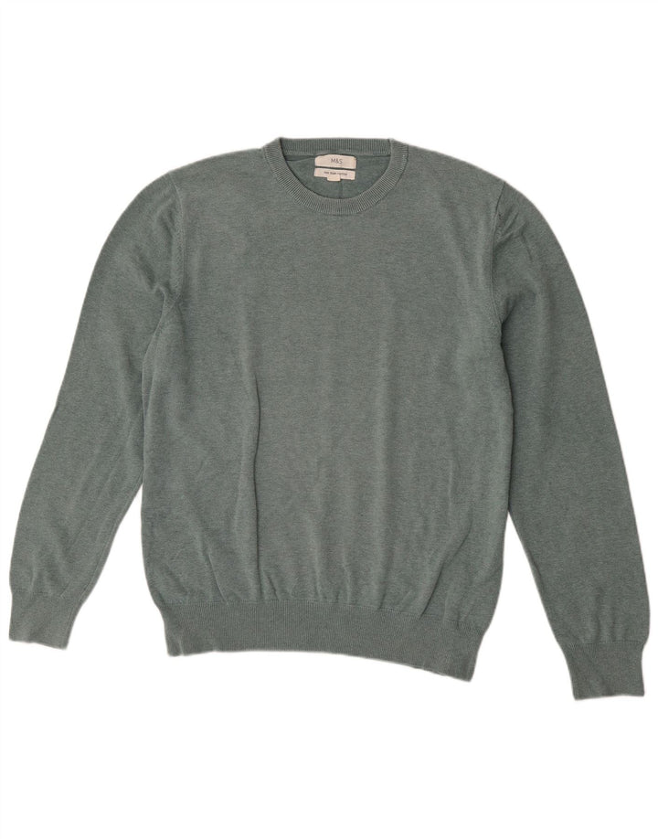 Marks & Spencer Herre sweater med rund hals, stor grøn bomuld