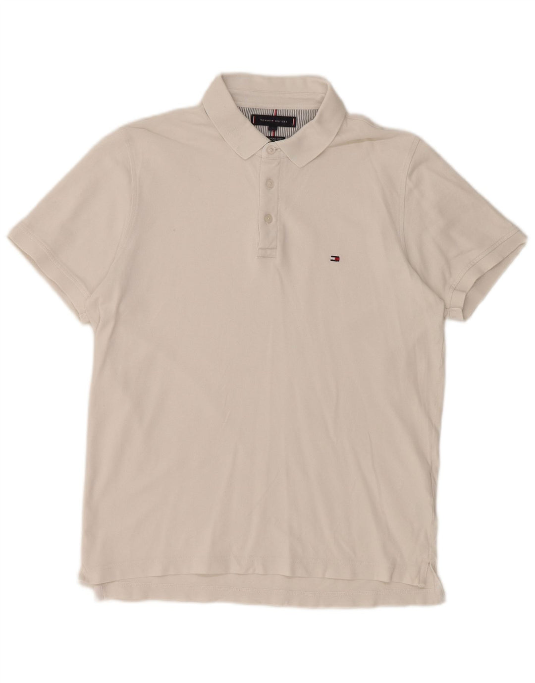 Tommy Hilfiger Herre Slim Fit Polo Shirt Stor Hvid Bomuld