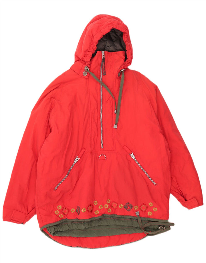 Vintage damejakke med hætte i overstørrelse EU 38/40 Medium Rød