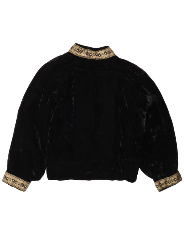 Vintage Dame Velvet Blazer Jacket UK 16 Large Black Colourblock