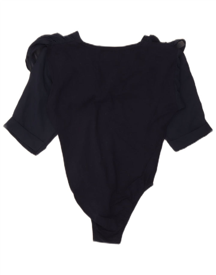 Vintage Dame Bodysuit UK 8 Small Navy Blue Floral