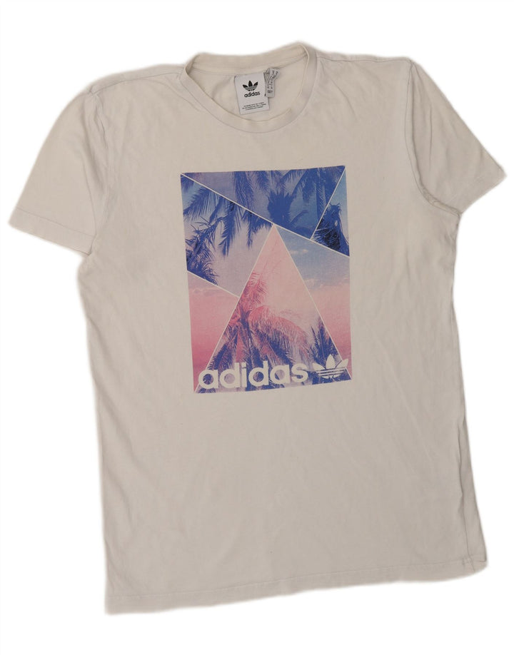 ADIDAS Mens Graphic T-Shirt Top Medium White Cotton
