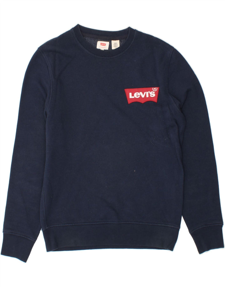 LEVI'S Mens Sweatshirt Jumper Small Navy Blue Cotton Vintage Levi's and Second-Hand Levi's from Messina Hembry 