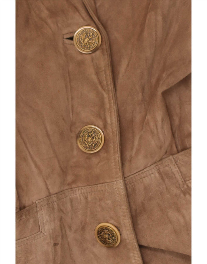Vintage ruskindsfrakke til kvinder UK 14 Medium Beige Læder
