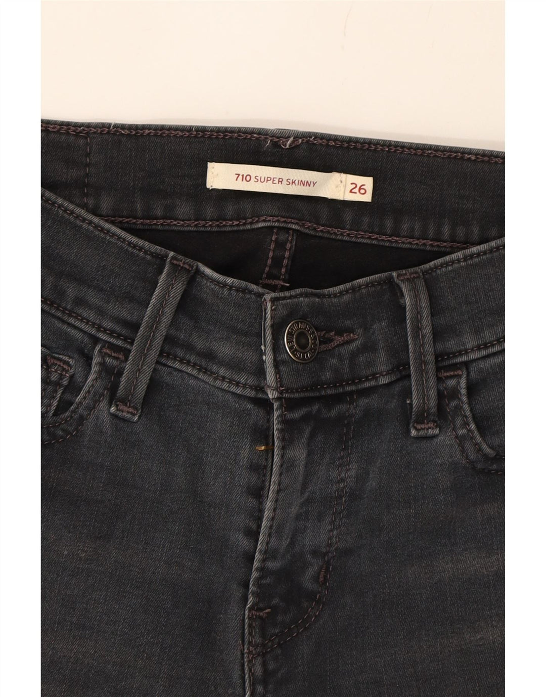LEVI'S Womens 710 Super Skinny Jeans W26 L30 Grey Cotton Vintage Levi's and Second-Hand Levi's from Messina Hembry 