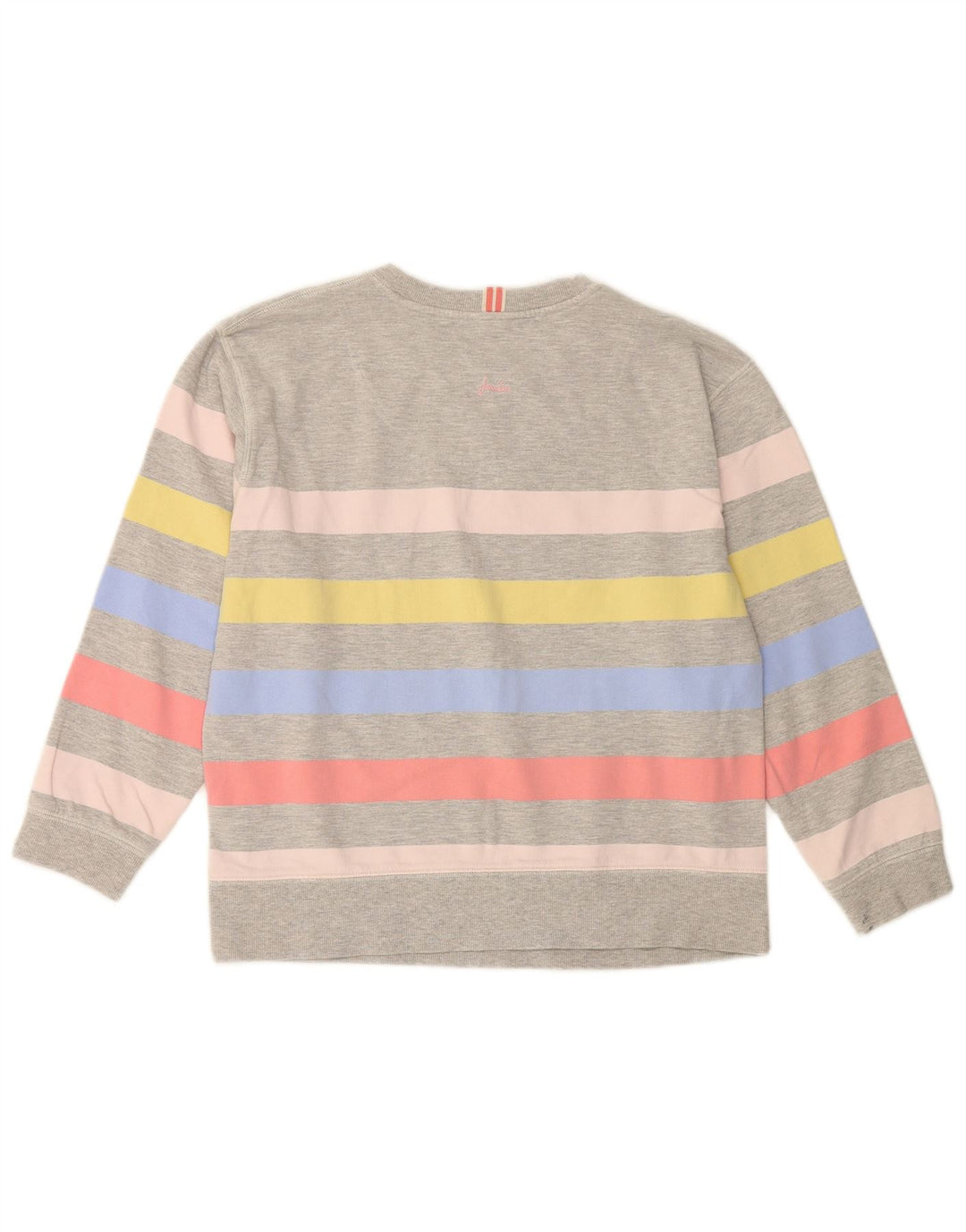 JOULES Dame Sweatshirt Jumper UK 12 Mellem grå stribet bomuld