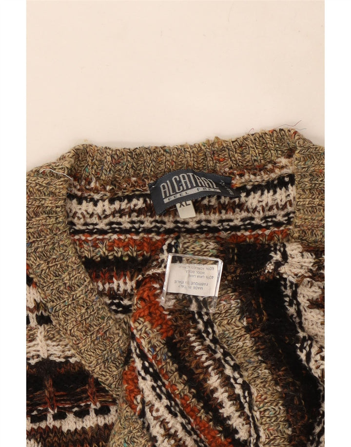 Alcatraz Herre V-hals sweater XL Multifarvet geometrisk uld