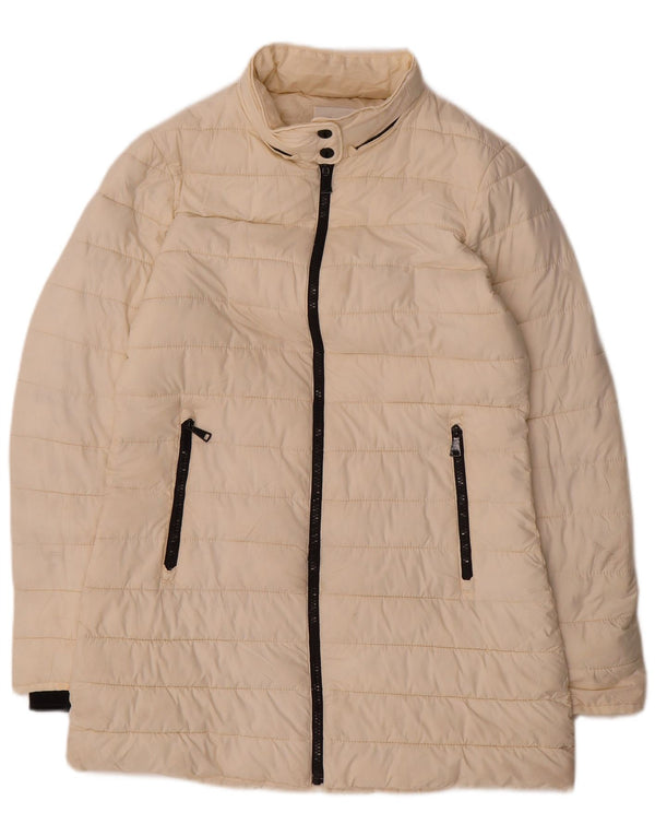 Zara Womens Polstret Frakke UK 10 Small Off White Polyester