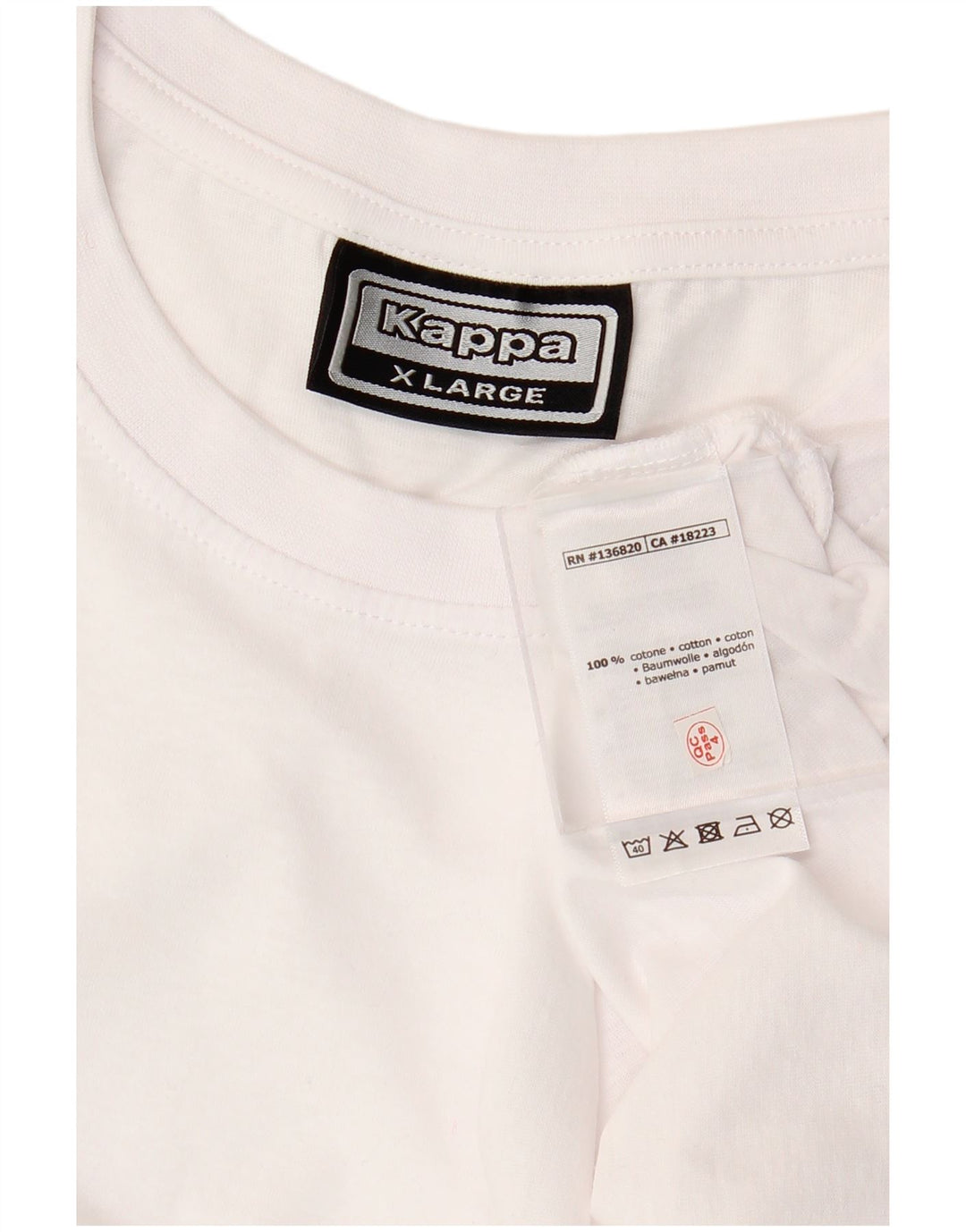 KAPPA Herre T-Shirt Top XL Hvid Bomuld