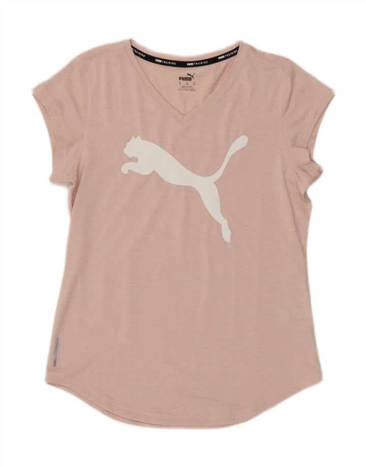 Puma Grafisk T-Shirt Top UK 14 Medium Pink Polyester