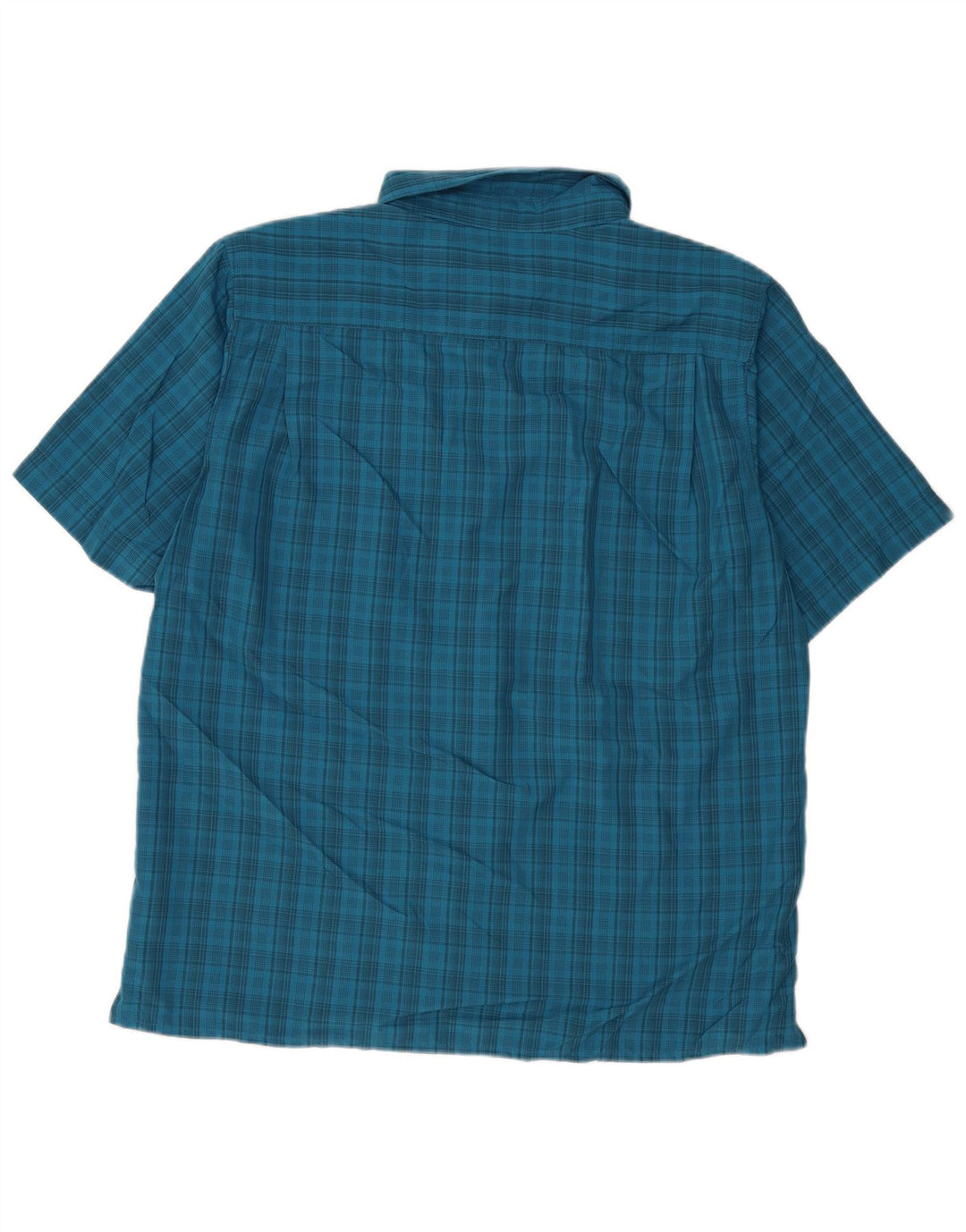 Eddie Bauer kortærmet herreskjorte stor blå ternet polyester