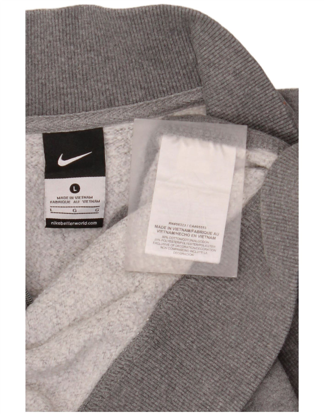 Nike Sweatshirt med lynlås til mænd, stor, grå flækket bomuld