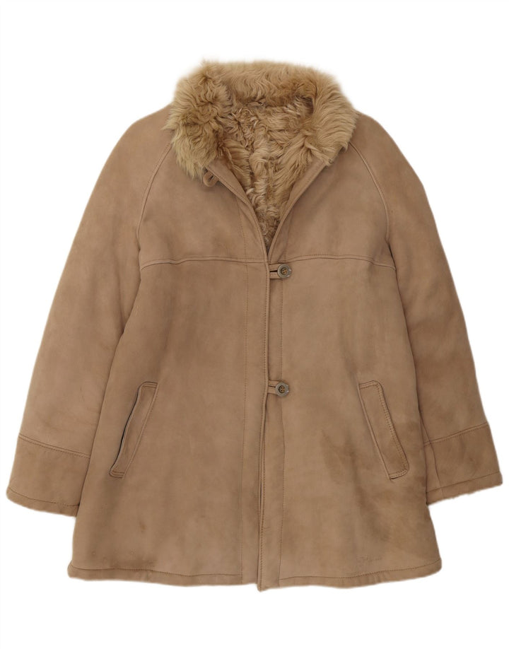 Vintage Dame Shearling Jacket UK 8 Small Brown