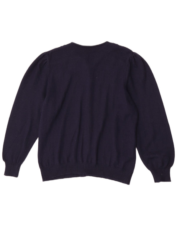 Vintage Dame Cardigan Sweater UK 14 Medium Navy Blue