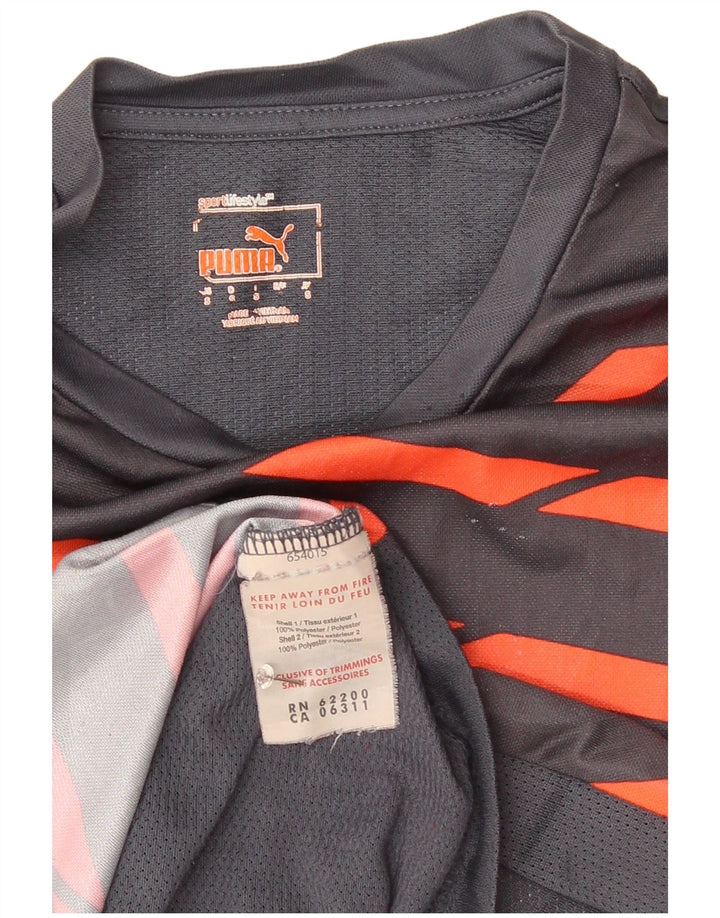 Puma herre T-shirt top lille grå stribet polyester