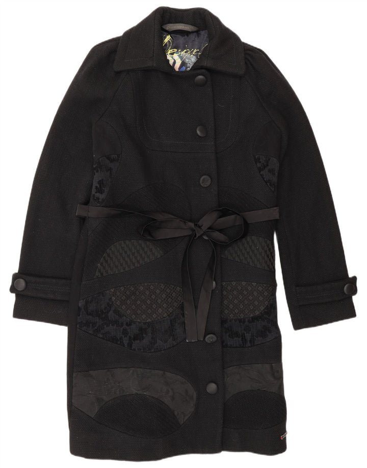 Desigual Dame Overfrakke EU 44 XL Sort Blomsteruld