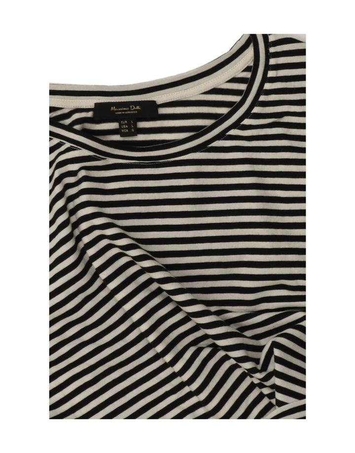 Massimo Dutti Dame Top Langærmet UK 16 Stor hvid nålestribe