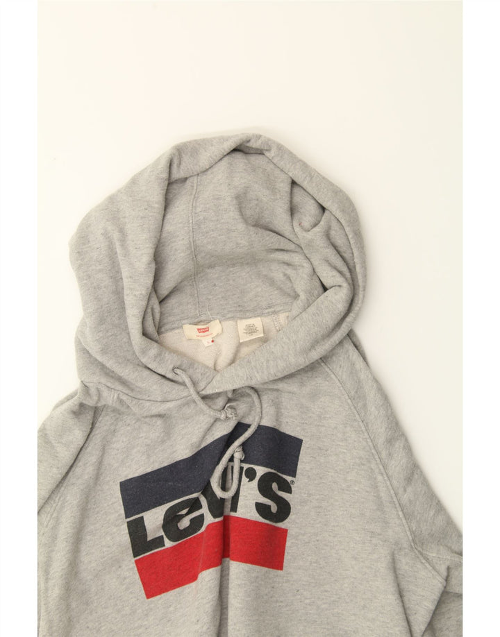 LEVI'S Womens Oversized Graphic Hoodie Jumper UK 16 Large Grey Vintage Levi's and Second-Hand Levi's from Messina Hembry 