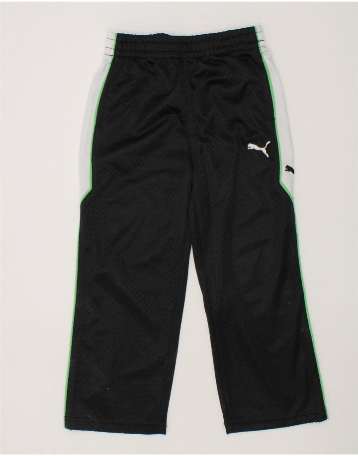 PUMA Boys Tracksuit Trousers 3-4 Years Black Colourblock Polyester Vintage Puma and Second-Hand Puma from Messina Hembry 