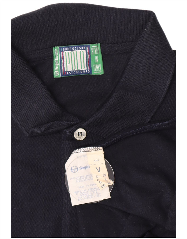 Sergio Tacchini Langærmet herre poloshirt IT 50 Mellem marineblå bomuld