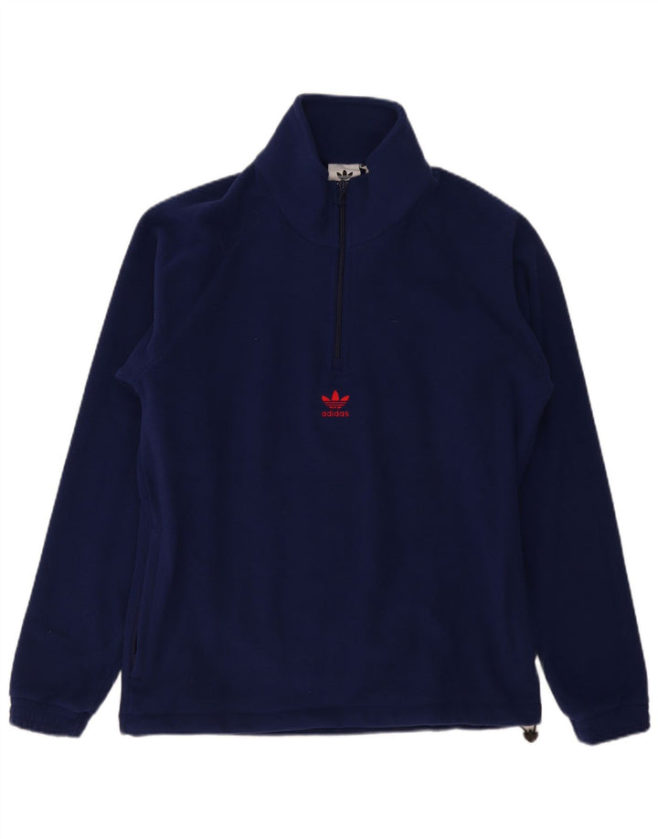 Adidas Herre grafisk fleecetrøje med lynlåshals mellem marineblå polyester