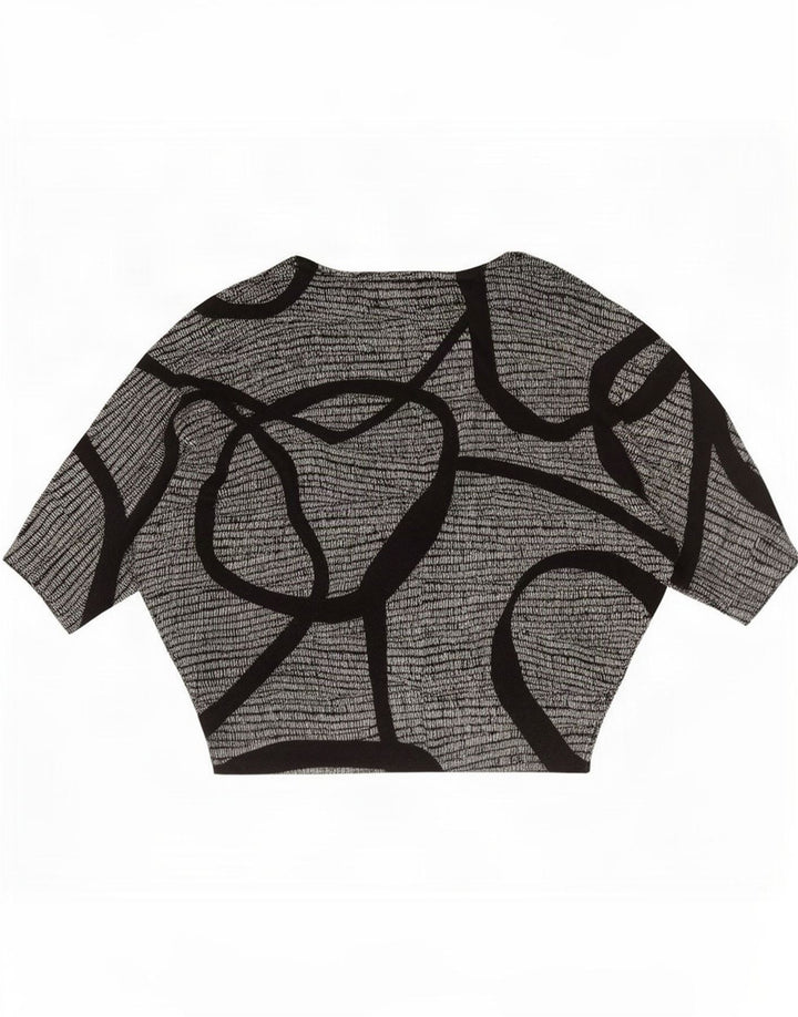 Phase Eight Kvinders abstrakt mønster Oversized bluse Top UK 16 Large Black