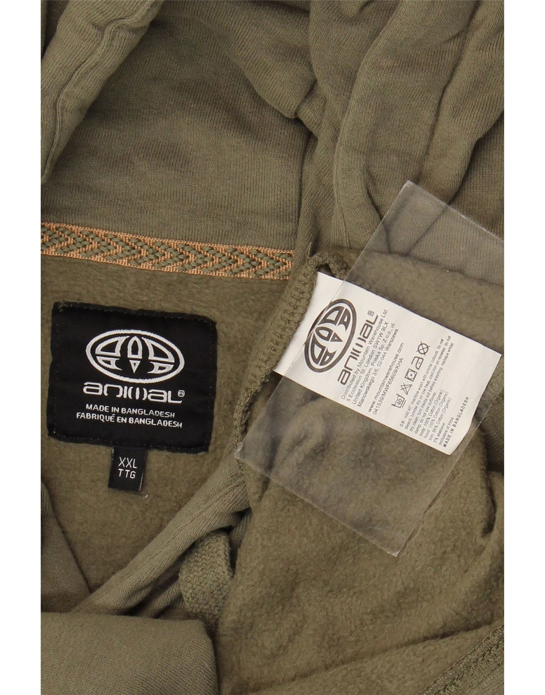 Animal Herre Grafisk Hoodie Jumper 2XL Khaki Bomuld