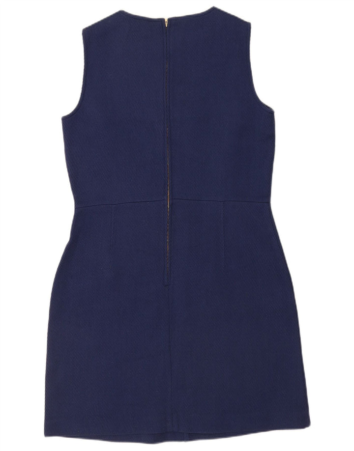 Massimo Dutti Dame Ærmeløs Skede Kjole EU 42 Large Navy Blue Wool