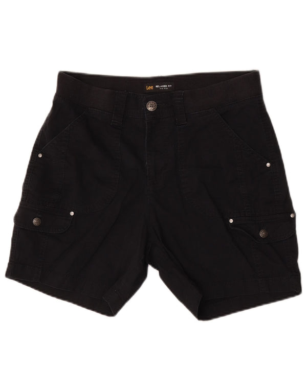 Lee Womens Mid Rise Relaxed Fit Cargo Shorts US 6 Medium W30 Black Bomuld