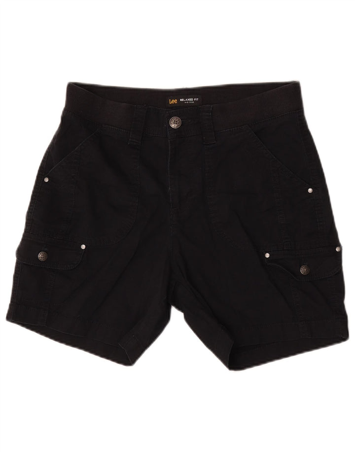 Lee Womens Mid Rise Relaxed Fit Cargo Shorts US 6 Medium W30 Black Bomuld