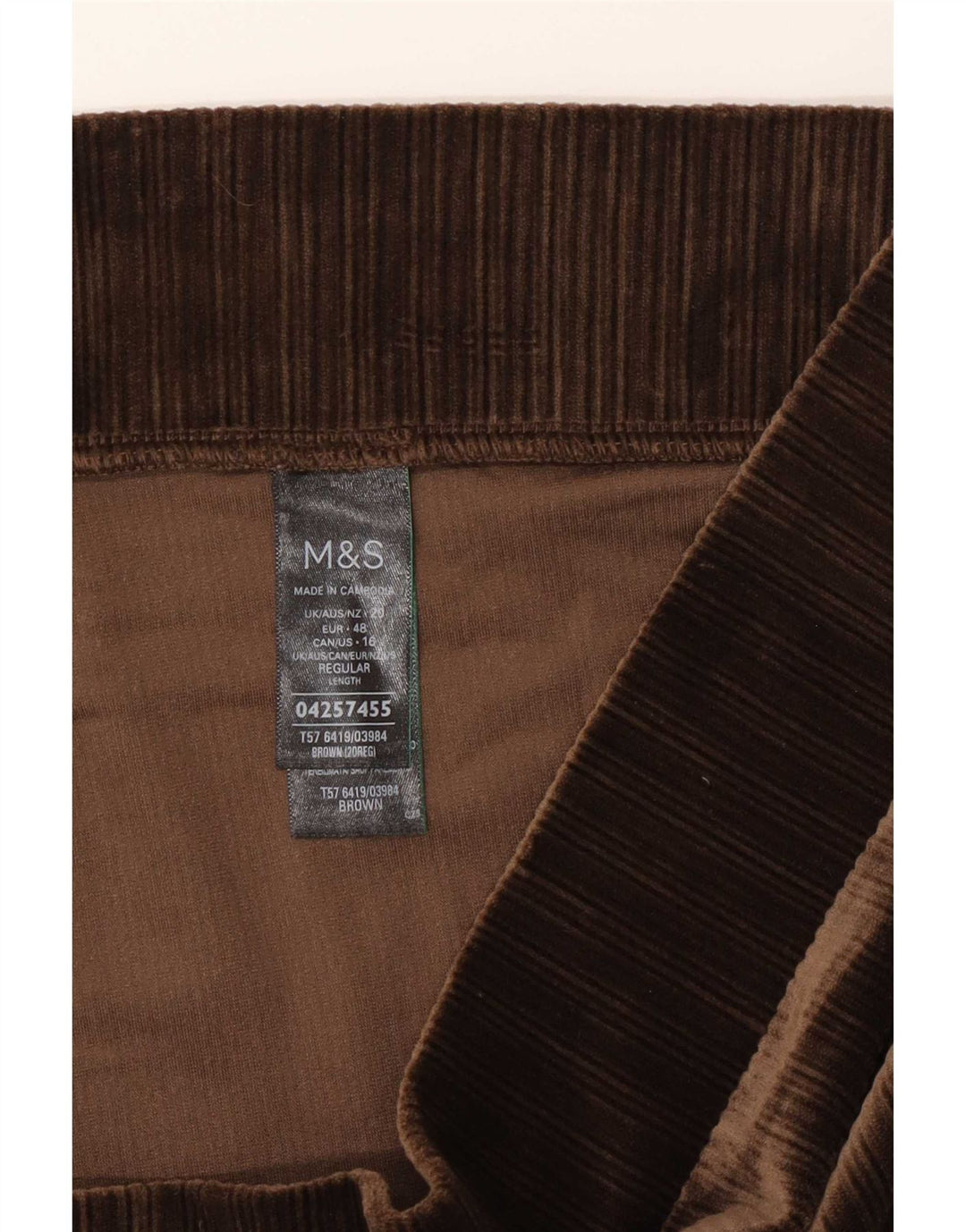Marks & Spencer Womens Velvet Leggings UK 20 2XL Brun Polyester