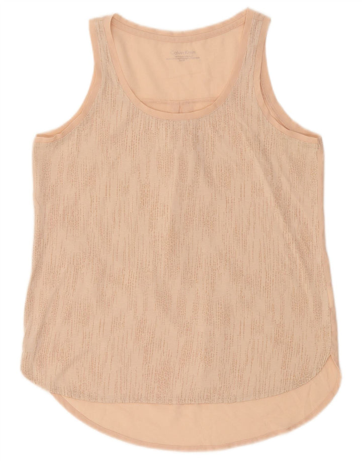 Calvin Klein Damevest Top UK 10 Small Pink Spotted Polyester
