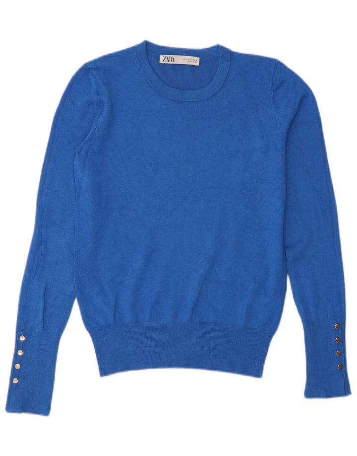 Zara Dame sweater med rund hals DK 10 Small Blue Viscose