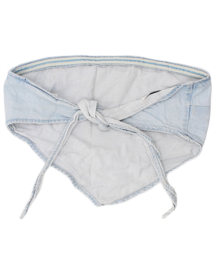 Zara Dame Denim Crop Top Medium Blue Bomuld