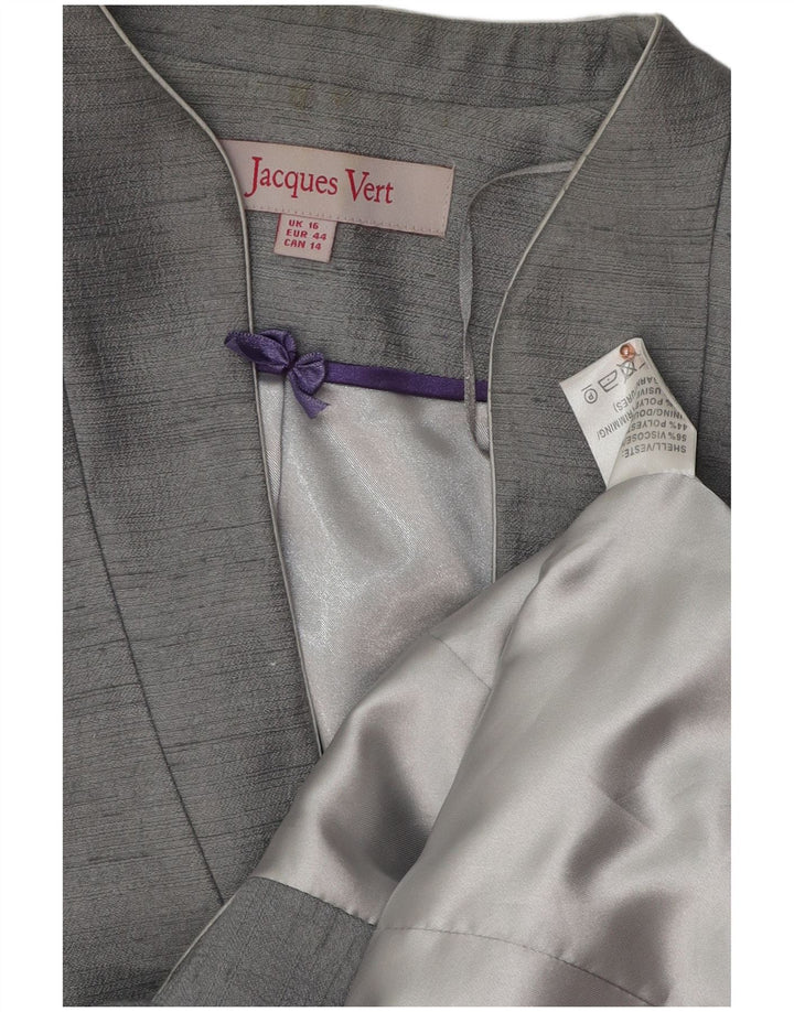 JAQUES VERT Womens 1 Button Blazer Jacket UK 16 Large Grey Flecked Viscose
