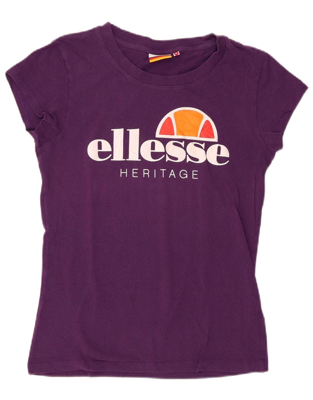 Ellesse Womens Heritage Grafisk T-Shirt Top UK 12 Medium Lilla Bomuld
