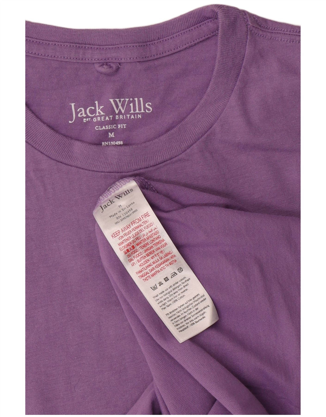 JACK WILLS Herre Classic Fit T-Shirt Top Medium Lilla Bomuld