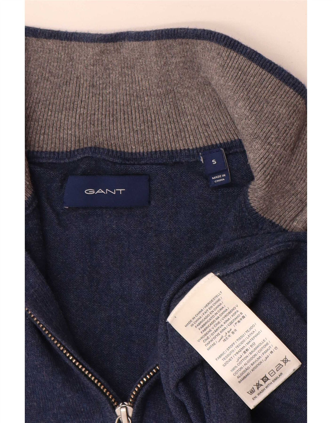 Gant herre lynlås-hals sweater lille blå bomuld