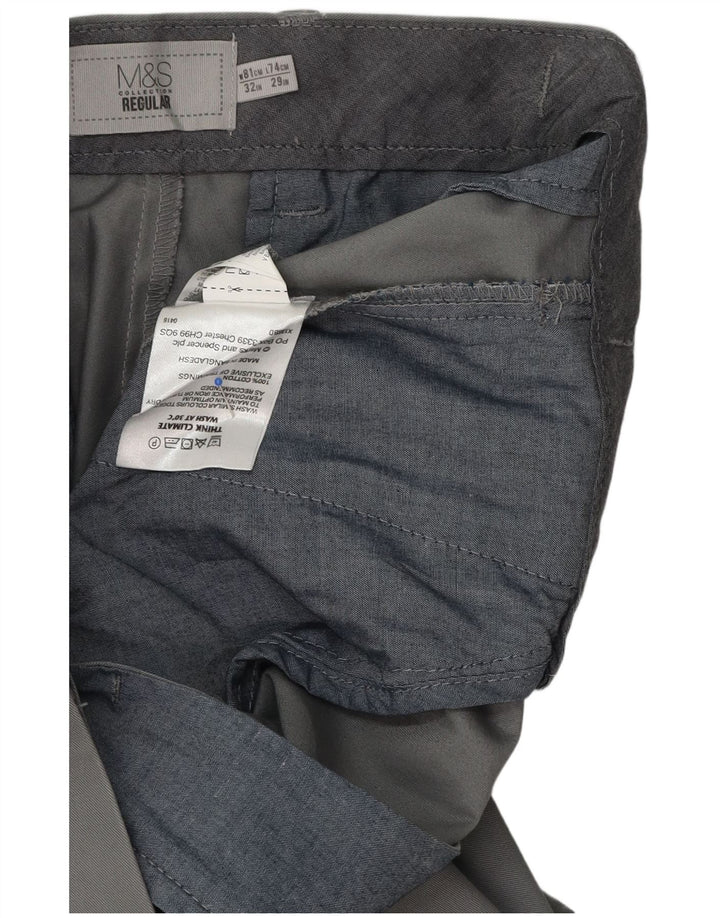Marks & Spencer Straight Suit bukser til mænd W32 L29 Grå bomuld