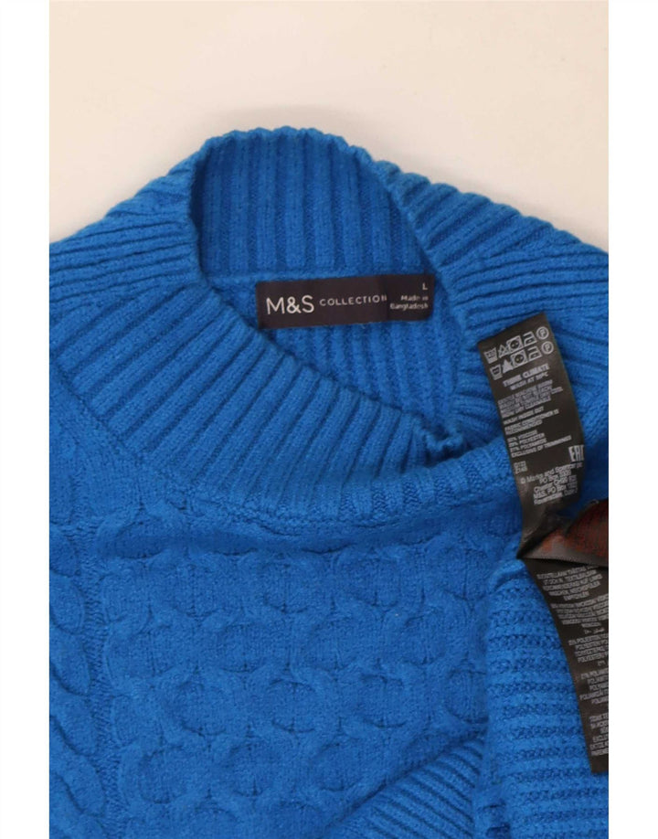 Marks & Spencer Dame Turtle Neck Jumper Sweater UK 16 Large Blue Viscose
