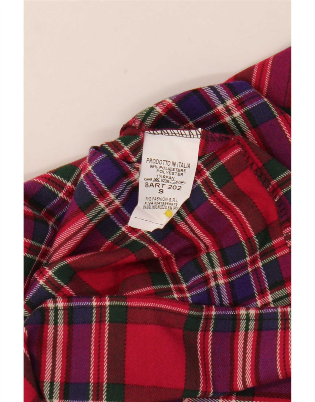 Vintage dame mini plisseret nederdel lille W25 rød ternet polyester