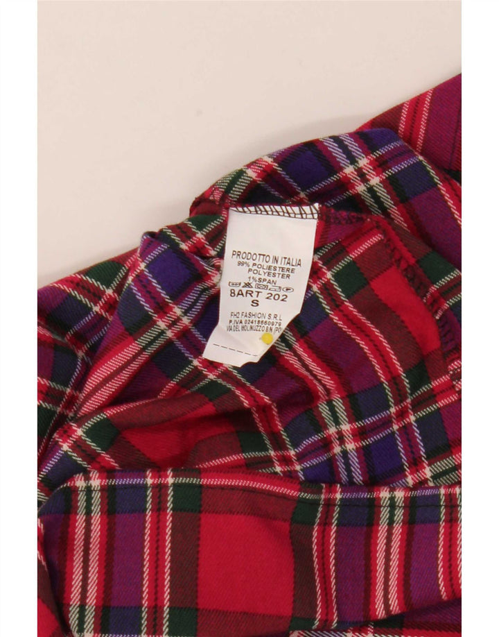 Vintage dame mini plisseret nederdel lille W25 rød ternet polyester