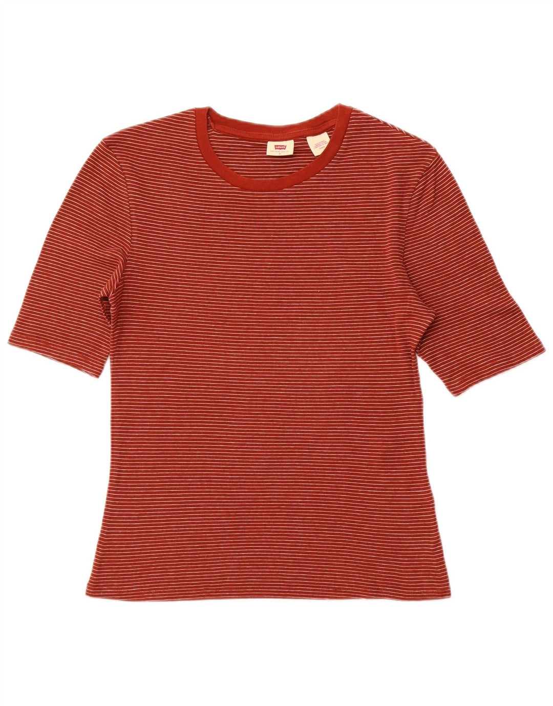 LEVI'S Dame T-Shirt Top UK 12 Medium Brun Stribet