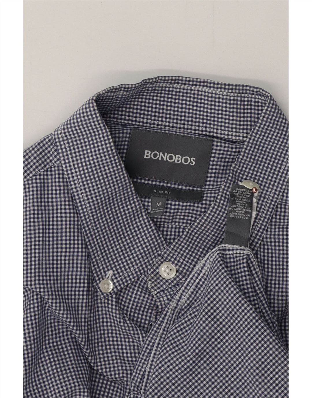 BONOBOS Herre Slim Fit skjorte Medium Marineblå Gingham Cotton