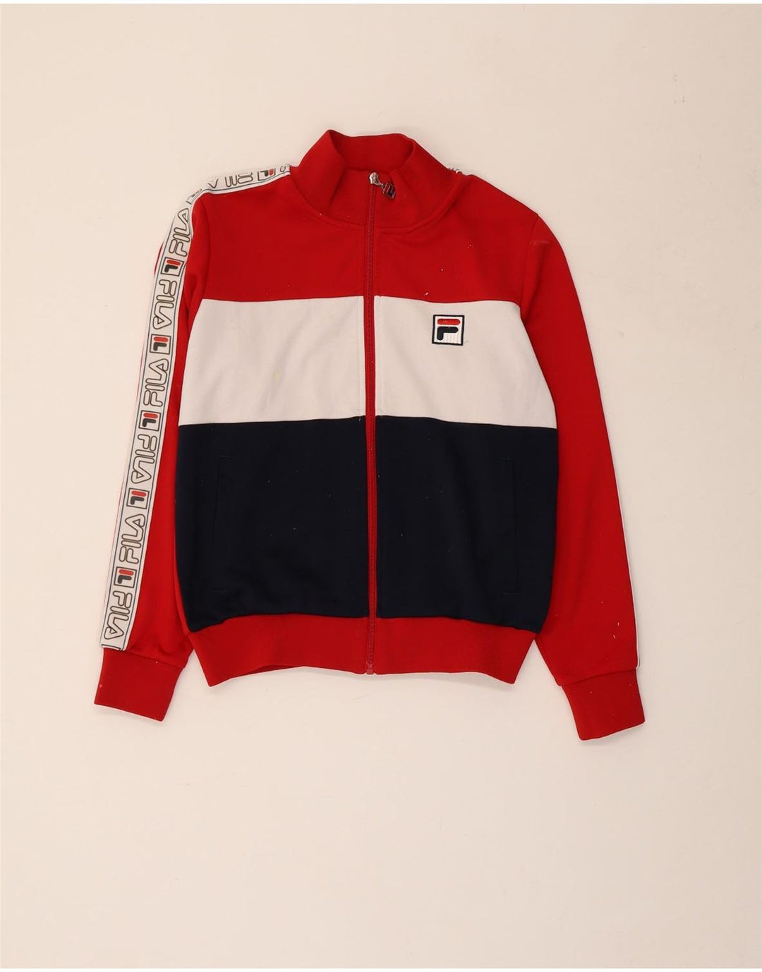 FILA Grafisk træningsdragt topjakke til kvinder UK 14 Medium Red Colourblock
