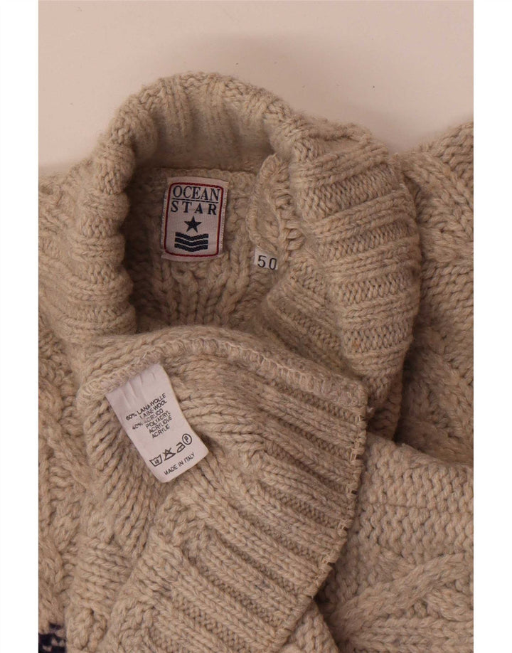 Ocean Star Herre Roll Neck Jumper Sweater IT 50 Medium Grey Geometrisk Uld