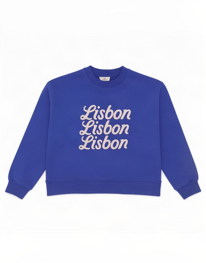 Marks & Spencer Kvinders Lissabon Grafisk Sweatshirt Jumper UK 14 Medium Blue
