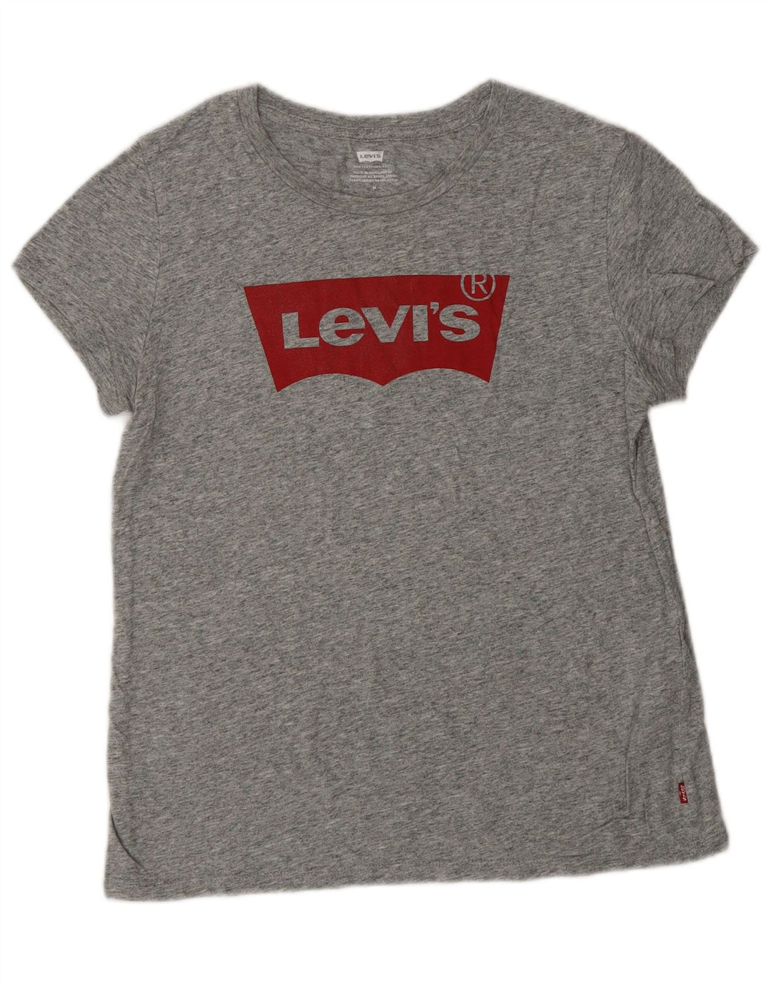 LEVI'S Grafisk T-shirt top til kvinder UK 12 Mellemgrå flækket bomuld